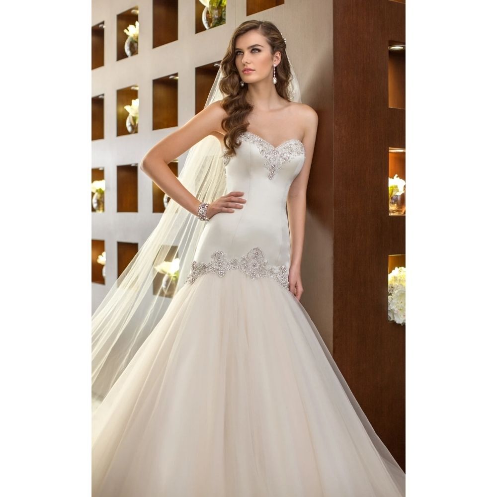 Essence Of Australia Dolce Beaded Wedding Dress Size 12 Oyster Ivory New